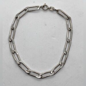 Vtg Sterling Silver 925 Paperclip Link Chain Bracelet 7.6” / 5mm Width